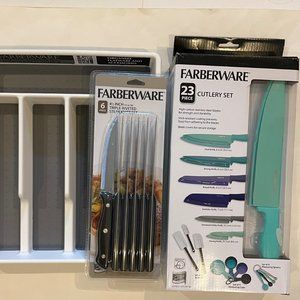 Faberware Color Series 23 pce. Cutlery Set Drawer Organizer,&6-Piece Tri